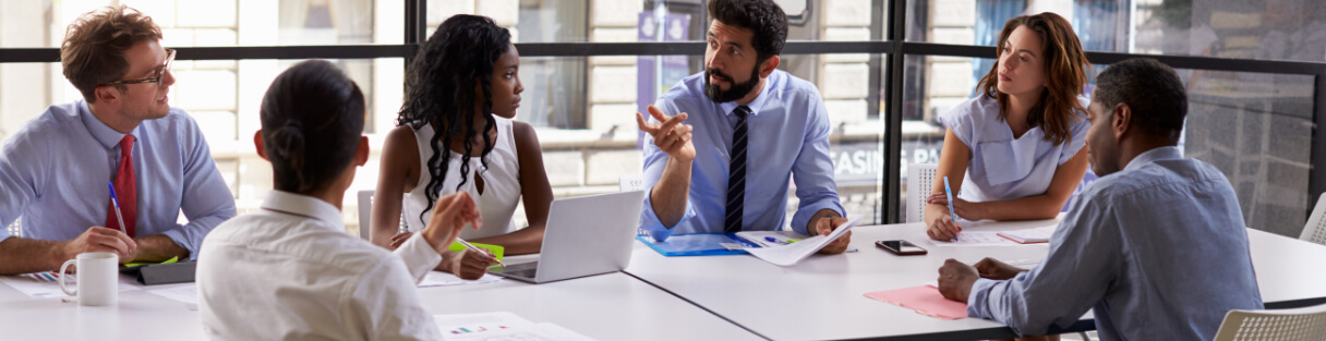 Collaboration during a meeting.