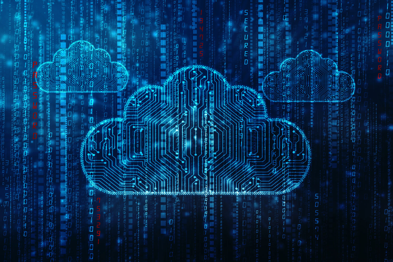 cloud computing background with code overlaid on image